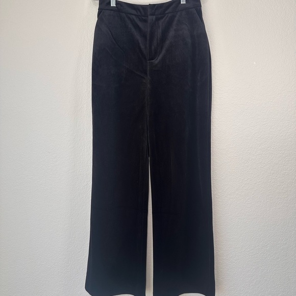 Avec Les Filles Black Velvet High Rise Wide Leg Pants Women's Size 6 - Picture 1 of 5